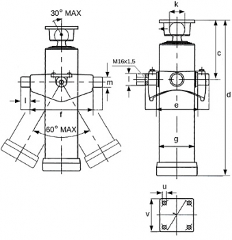 Hydraulic Telescopic cylinder 180 x 3 x 1600 ( 3 extensions ) Type 312904 Mariz