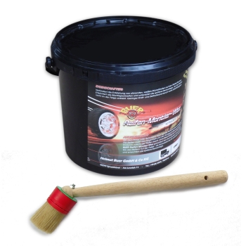 Tyre mounting paste, Tire mounting wax - black - bucket à 5 kg - Run Flat Tires suitable + brush