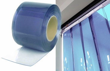 300 x 3 mm PVC strips - 25 meters 25m roll bluish transparent clear for slat curtain