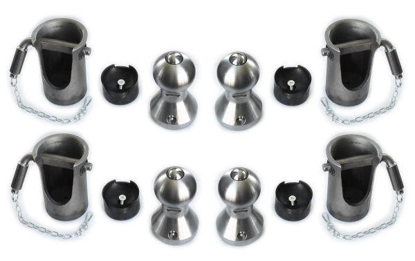 3-Way Tilting Bearings 80 mm complete-set with welding ball & security bolt - three-way tipper