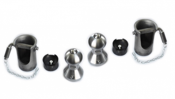 3-Way Tilting Bearings 80 mm set with welding balls & security bolts - three-way tipper
