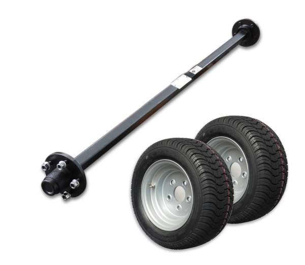 Agriculture trailer axle,  carrying axle 40 mm square 1500 mm 1850 kg - 5 x 112 - plus 2x 15" complete wheels - Kopie