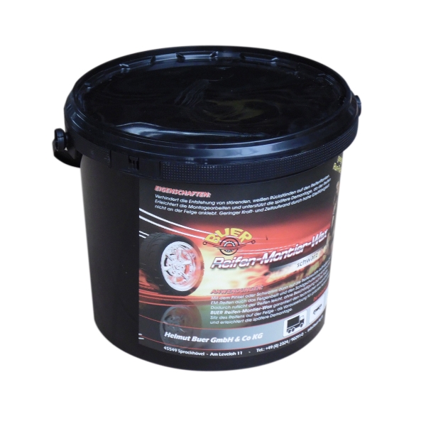 Tyre mounting paste, Tire mounting wax - black - bucket à 5 kg - Run Flat Tires suitable