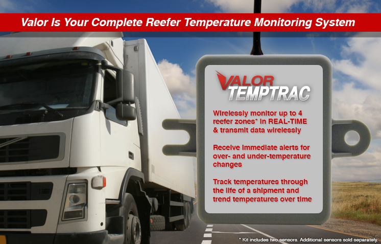 Valor TempTrac reliably measures trailer or reefer temeperature in real time